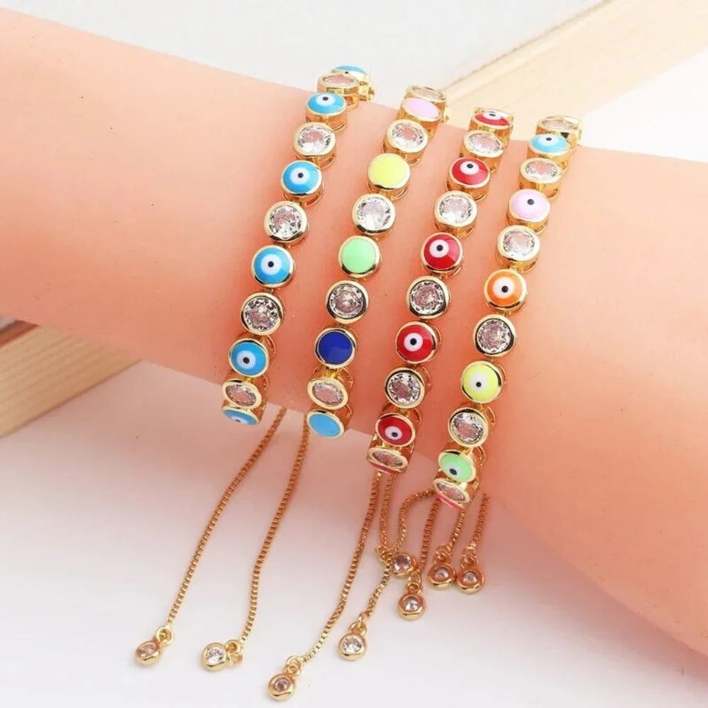 18K Gold Plated Stainless Steel Multicolor  Link Bracelets